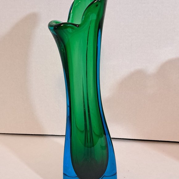 Vintage MCM Green/Blue Swung Glass - Picture 2 of 7